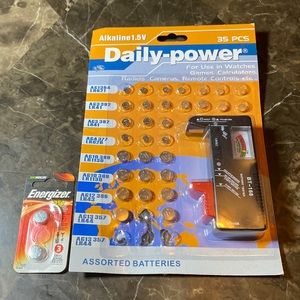 33 piece assorted batteries and battery tester